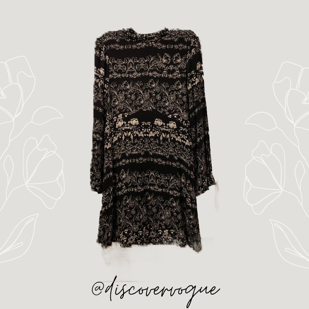 Floral Dress w/ Bell Sleeves and Key Hole Back